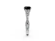 Solitaire Engagement Ring Setting for Fancy Black Cushion Cut Center with Twisted Pave Split Shank and Prong Head in Sterling Silver