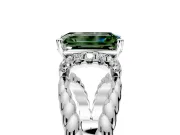 Halo Engagement Ring Setting for Fancy Green Emerald Cut Center with Rope Twist Split Shank and Prong Head in Platinum
