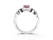 Leaf Engagement Ring Setting for Fancy Pink Emerald Cut Center with Milgrain Accent Band and Prong Head in Platinum