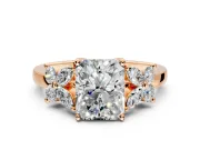 Floral Engagement Ring Setting for Radiant Cut Center with Marquise Cluster Shoulders and Prong Head in Rose Gold