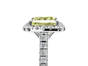 Halo Engagement Ring Setting for Fancy Yellow Princess Cut Center with Raised Halo, Pave Band and Prong Head in White Gold