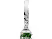 Side Accent Engagement Ring Setting for Fancy Green Cushion Cut Center with Accent Shoulders and Prong Head in Sterling Silver