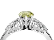 Leaf Cluster Engagement Ring Setting for Fancy Yellow Pear-Shaped Center with Marquise Accents and Prong Head in Sterling Silver