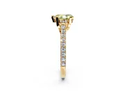 Solitaire Engagement Ring Setting for Fancy Yellow Pear-Shaped Center with Widening Pave Band and Claw Prong Head in Yellow Gold
