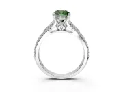 Solitaire Engagement Ring Setting for Fancy Green Cushion Cut Center with Pave Rail Split Shank and Prong Head in Sterling Silver