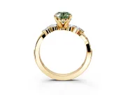 Solitaire Engagement Ring Setting for Fancy Green Oval Center with Marquise Accent Twist Band and Prong Head in Yellow Gold