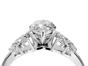 Leaf Cluster Engagement Ring Setting for Marquise Center with Marquise Accents and Prong Head in Sterling Silver