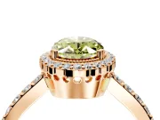 Halo Engagement Ring Setting for Fancy Yellow Oval Center with Inner Milgrain Border and Prong Head in Rose Gold
