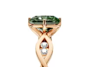Solitaire Engagement Ring Setting for Fancy Green Radiant Cut Center with Accented Twist Band and Leaf Prong Head in Rose Gold