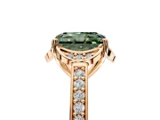 Floral Engagement Ring Setting for Fancy Green Radiant Cut Center with Four Accent Clusters and Prong Head in Rose Gold