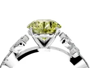 Floral Engagement Ring Setting for Fancy Yellow Round Cut Center with Trailing Marquise Accents and Prong Head in Sterling Silver