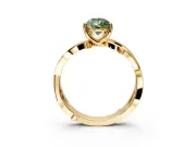 Solitaire Engagement Ring Setting for Fancy Green Pear-Shaped Center with Pave and Plain Crossover Band and Prong Head in Yellow Gold