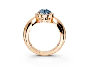 Halo Engagement Ring Setting for Fancy Blue Round Cut Center with Tapered Plain Band and Prong Head in Rose Gold