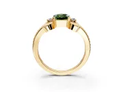Solitaire Engagement Ring Setting for Fancy Green Radiant Cut Center with Twisted Band and Scroll Prong Head in Yellow Gold
