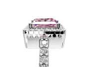 Halo Engagement Ring Setting for Fancy Pink Princess Cut Center with Inner Milgrain Border and Prong Head in White Gold