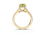 Solitaire Engagement Ring Setting for Fancy Yellow Round Cut Center with Widening Pave Band and Claw Prong Head in Yellow Gold