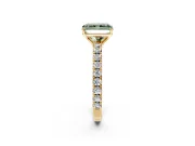 Solitaire Engagement Ring Setting for Fancy Green Radiant Cut Center with Large Accent Band and Prong Head in Yellow Gold