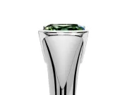 Tension Engagement Ring Setting for Fancy Green Asscher Cut Center with Wide Tapered Band and Tension Head in White Gold