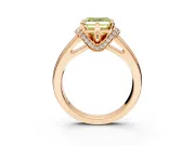 Solitaire Engagement Ring Setting for Fancy Yellow Asscher Cut Center with Wide Band, Pave Collar and Prong Head in Rose Gold