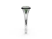 Solitaire Engagement Ring Setting for Fancy Green Princess Cut Center with V Split Shank and Bezel Head in Platinum