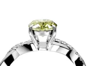 Crossover Engagement Ring Setting for Fancy Yellow Oval Center with Pave and Plain Strands and Prong Head in Platinum