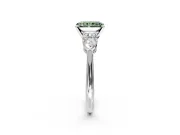 3 Stone Engagement Ring Setting for Fancy Green Radiant Cut Center with Large Pear-Shaped Accents and Prong Head in White Gold