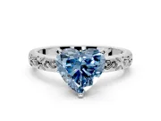 Solitaire Engagement Ring Setting for Fancy Blue Heart-Shaped Center with Scrollwork Band and Prong Head in Platinum