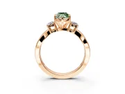 3 Stone Engagement Ring Setting for Fancy Green Marquise Center with Pave Twist Band and Prong Head in Rose Gold