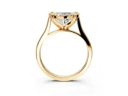 Single Halo Engagement Ring Setting for Heart-Shaped Center with Corner Claws, Plain Band and Prong Head in Yellow Gold