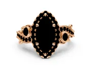Milgrain Halo Engagement Ring Setting for Fancy Blue Marquise Center with Shoulder Bezels and Prong Head in Rose Gold