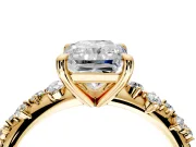 Solitaire Engagement Ring Setting for Radiant Cut Center with Trailing Leaf Accent Band and Prong Head in Yellow Gold