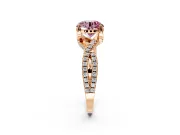 Solitaire Engagement Ring Setting for Fancy Pink Round Cut Center with Narrow Twist Pave Band and Prong Head in Rose Gold