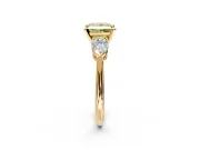 3 Stone Engagement Ring Setting for Fancy Yellow Princess Cut Center with Large Pear-Shaped Accents and Prong Head in Yellow Gold