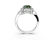 Halo Engagement Ring Setting for Fancy Green Round Cut Center with Milgrain Rim, Pave Band and Prong Head in Sterling Silver