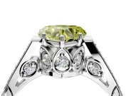 Cathedral Engagement Ring Setting for Fancy Yellow Heart-Shaped Center with Antique-Style Pave Band and Prong Head in Sterling Silver
