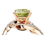 Solitaire Engagement Ring Setting for Fancy Yellow Princess Cut Center with Pave Bypass Twist Band and Prong Head in Rose Gold