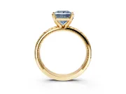 Solitaire Engagement Ring Setting for Fancy Blue Princess Cut Center with Scrollwork Band and Prong Head in Yellow Gold