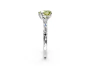 Baguette Engagement Ring Setting for Fancy Yellow Heart-Shaped Center with Alternating Bar-Set Band and Prong Head in White Gold