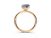 Hidden Halo Engagement Ring Setting for Fancy Blue Heart-Shaped Center with Thin Rounded Band and Prong Head in Rose Gold