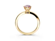 Solitaire Engagement Ring Setting for Fancy Pink Pear-Shaped Center with Plain Band and Tulip Prong Head in Yellow Gold