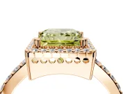 Halo Engagement Ring Setting for Fancy Yellow Princess Cut Center with Inner Milgrain Border and Prong Head in Rose Gold