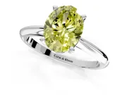 Solitaire Engagement Ring Setting for Fancy Yellow Oval Center with Knife Ridge Band and Claw Prong Head in Platinum