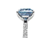 Solitaire Engagement Ring Setting for Fancy Blue Princess Cut Center with Fine Pave Accents and Prong Head in Sterling Silver