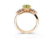 Cluster Engagement Ring Setting for Fancy Yellow Round Cut Center with 2-Row Shoulder Clusters and Prong Head in Rose Gold
