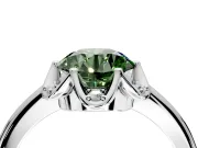 Floral Frame Engagement Ring Setting for Fancy Green Round Cut Center with Accent Clusters and Prong Head in Platinum