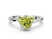 Solitaire Engagement Ring Setting for Fancy Yellow Heart-Shaped Center with Plain Bypass Twist Band and Prong Head in Sterling Silver