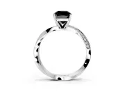 Side Accent Engagement Ring Setting for Fancy Black Cushion Cut Center with Accent Shoulders and Prong Head in Platinum