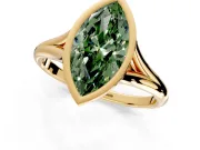 Solitaire Engagement Ring Setting for Fancy Green Marquise Center with V Split Shank and Bezel Head in Yellow Gold