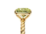 Solitaire Engagement Ring Setting for Fancy Yellow Radiant Cut Center with Plain Twisted Rope Band and Prong Head in Yellow Gold