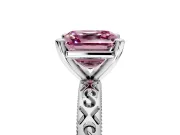 Solitaire Engagement Ring Setting for Fancy Pink Asscher Cut Center with Scrollwork Band and Prong Head in Sterling Silver